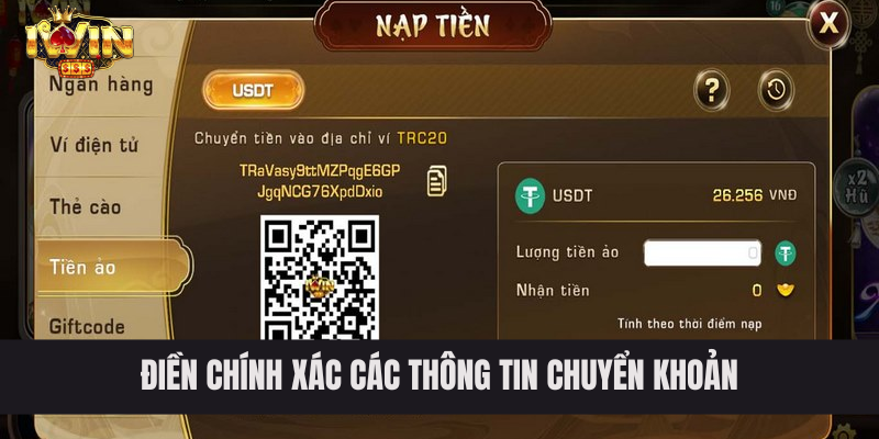 Điền chính xác các thông tin chuyển khoản để được xử lý thành công