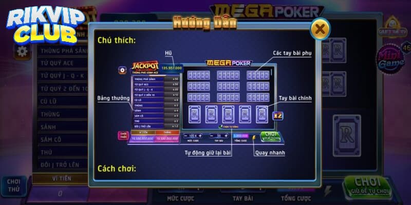 Điểm thu hút người chơi trong Mega Poker Rik vip