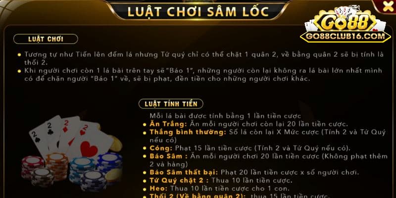 Quy tắc chơi game sâm lốc Go88 chi tiết nhất